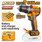Ingco Compact Brushless Cordless Impact Drill 20v - Image 2