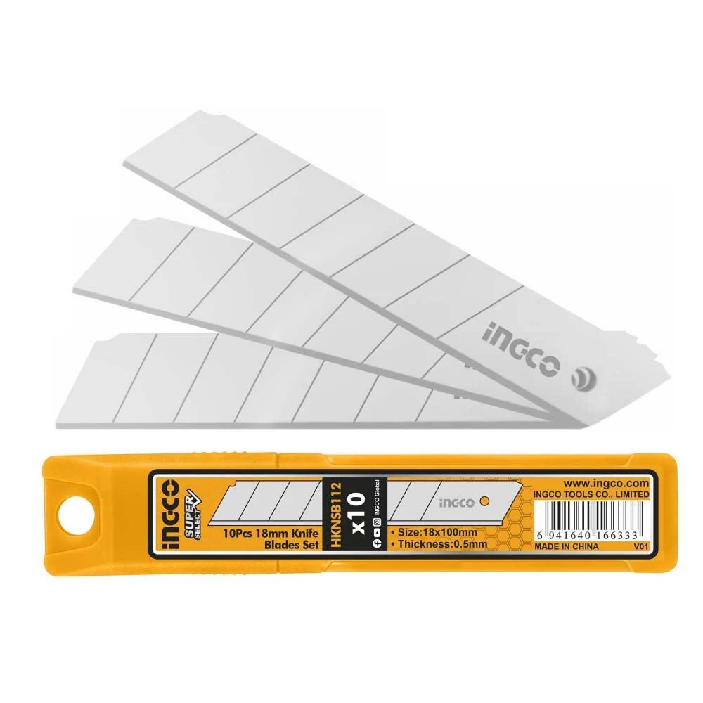 ingco-ingco-10pcs-18mm-knife-blade-set-hknsb112-multi-tools-knives-31646698012806 Ingco 10 Pcs 18mm knife blades set - Image 1
