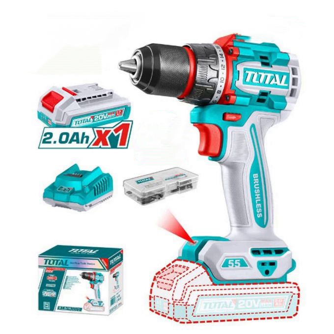 1 (5) Total Compact Brushless Cordless Drill 55Nm 20v - Image 1
