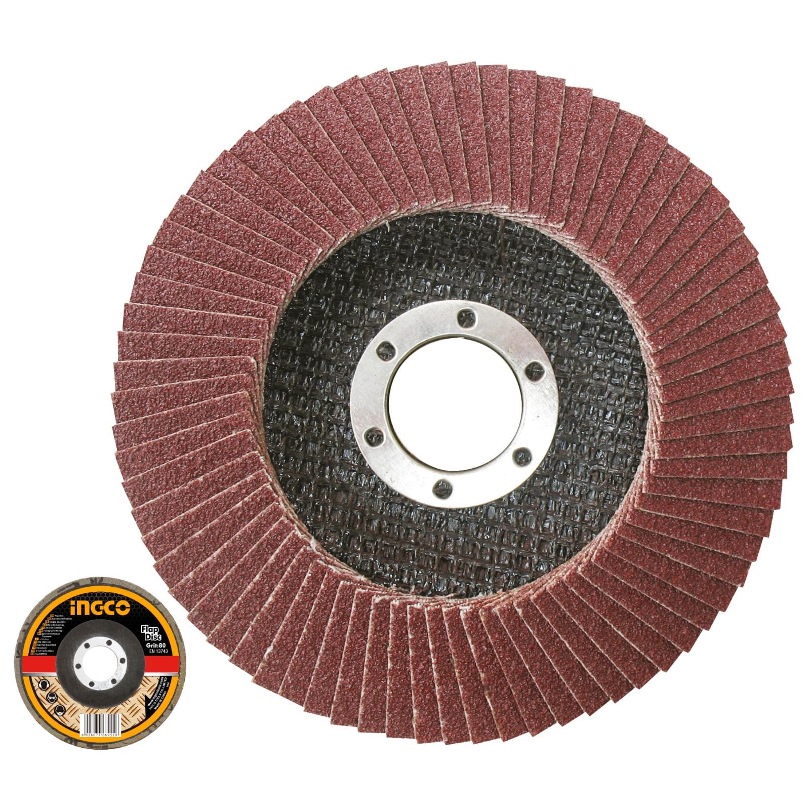 FD1151-FD1152-FD1153-FD1252-FD1253-FD1501-FD1502-FD1503-FD1802-FD1803-1 Ingco Flap disc Size: 115mm*22.2mm,P80 - Image 1
