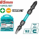 Total Impact Screwdriver bit PH2+SL6.0*1.0 65mm 10pcs/set - Image 2