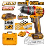 Ingco Compact Brushless Cordless Impact Drill 66Nm 20v - Image 2