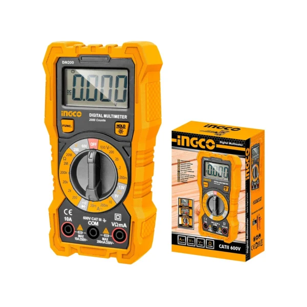 71EtrrV99ML-600x600 Ingco Digital multimeter 2000 counts LCD Display 600v - Image 1