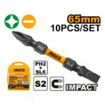Ingco Impact Screwdriver bit PH2+SL6.0*1.0    65mm 10pcs/set - Image 3