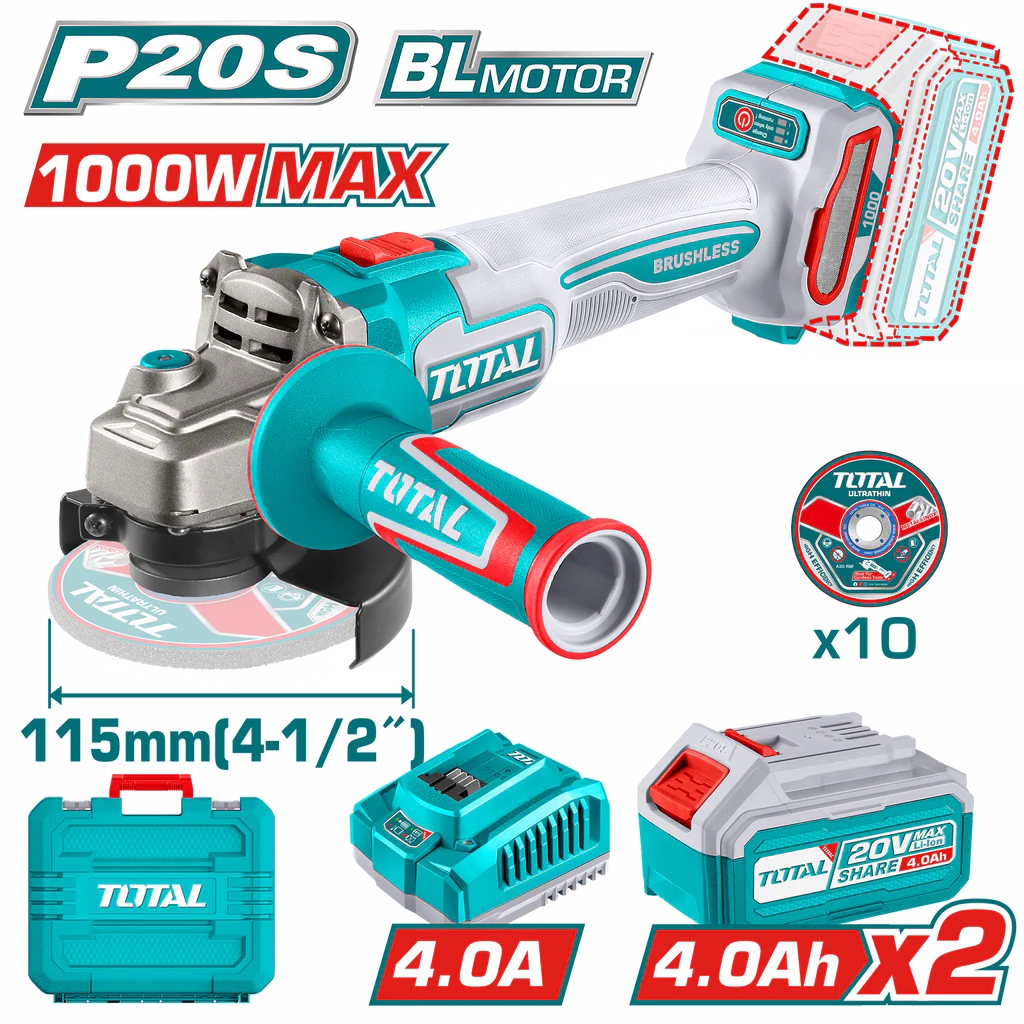Total Cordless angle grinder 20v 1000w - Image 3