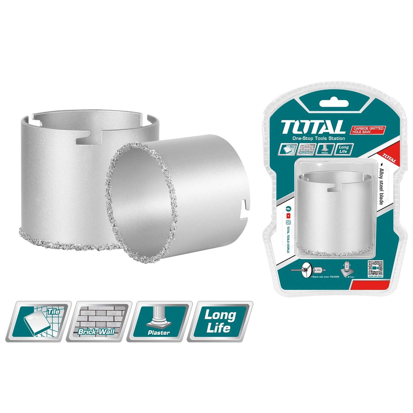 TAC440431 (1) Total Carbide gritted hole saw 43mm - Image 1