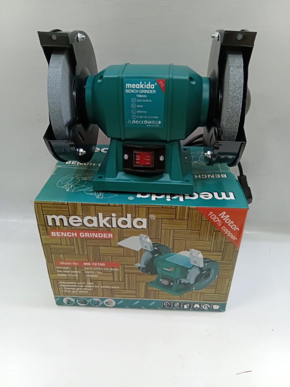 a74680b2-b7ca-4f7d-88dd-fc187a55d3c1 Meakida Bench grinder 150mm 400W - Image 1