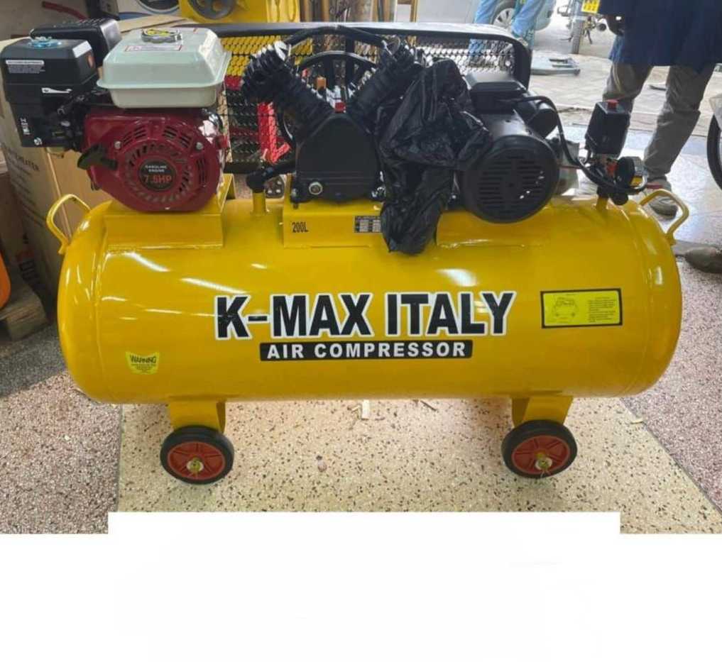 KMAX Italy 2in1 200Ltr Air Compressor 7.5HP Petrol + 2HP Electric