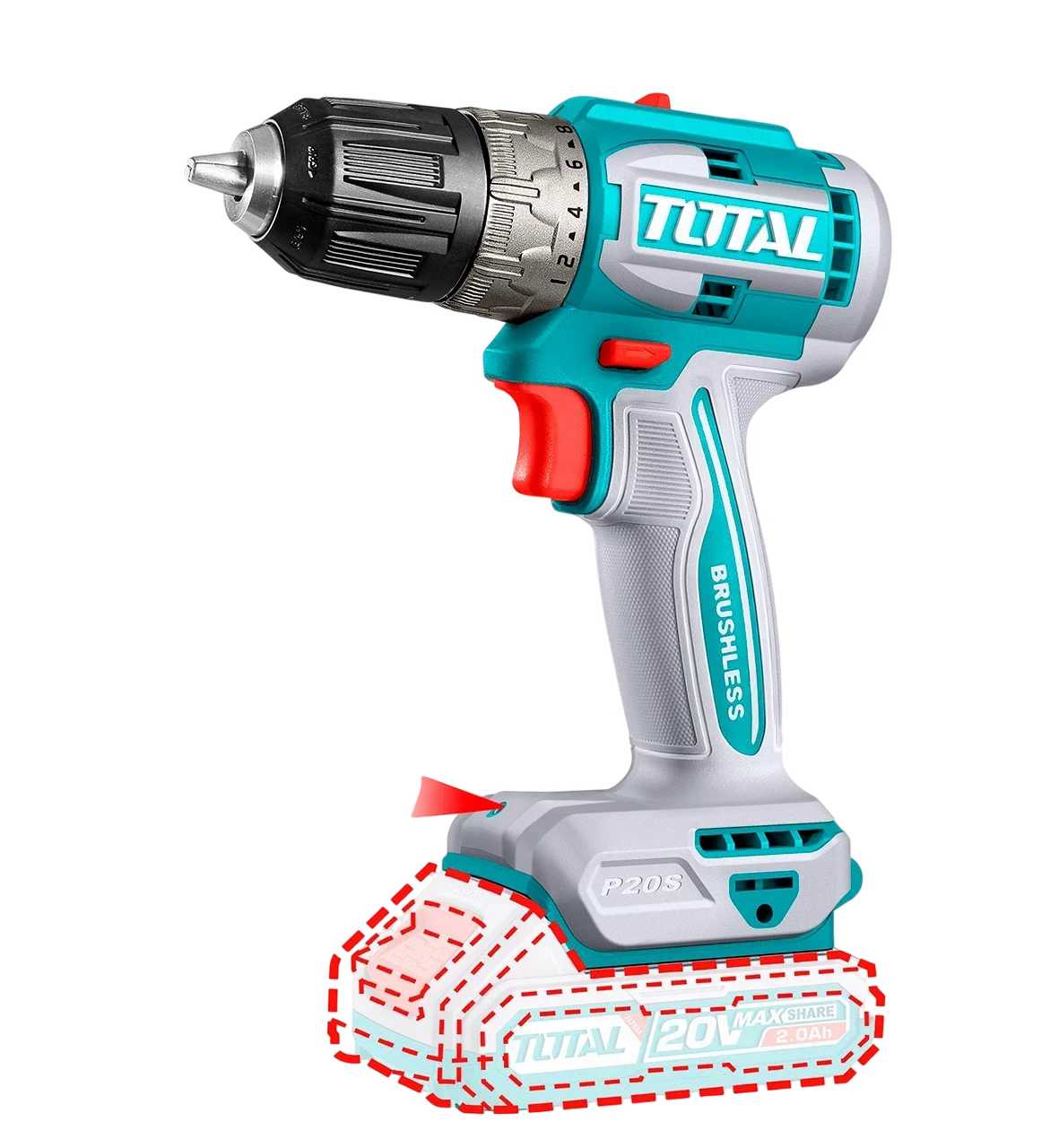 689dbbe348625 Total Compact Brushless Cordless Drill 55Nm 20V - Image 1