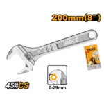 Ingco Adjustable wrench Length:200mm(8") - Image 2