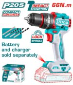 Total Compact Brushless Cordless Impact Drill 66Nm 20v - Image 2