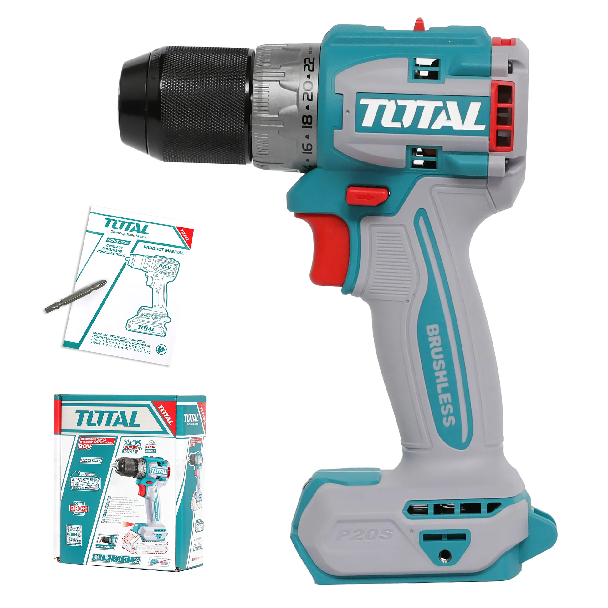 total-tools-li-ion-compact-brushless-cordless-drill-tdli206021-0 Total Compact Brushless Cordless Drill 60Nm 20V - Image 1