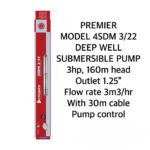 Premier Model 4SDM 3/22 Deep Well Submersible Pump - Image 3