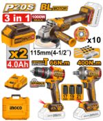 Ingco Cordless 3 pcs combo kit - Image 3