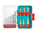 Total 14 Pcs HSS drill bits and step drill bits set