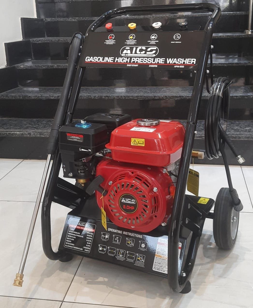 3ade6fab-31e5-46fe-94b8-96df2c565792 Aico Japan Petrol Pressure Washer 3400PSI 8.0hp Engine - Image 1